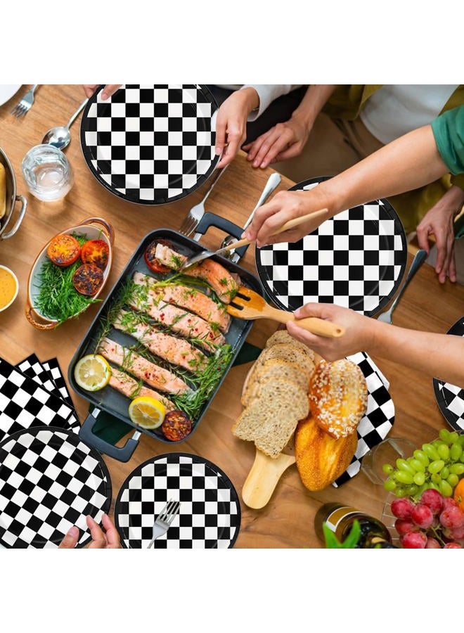 Oigco 60 PCS Race Car Birthday Party Decorations, Checkered Flag Plates and Napkins for Cars Birthday Decorations, Serves 20 - Image 5