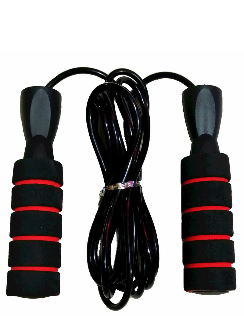 Generic Fully Adjustable Jump Rope With Bearing & Foam Handles - Black/Red  - Image 1