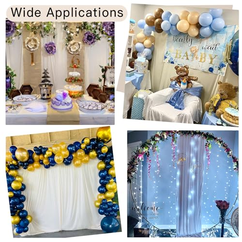 NSSONBEN 30ft x 10ft Wrinkle Free Ivory Backdrop Curtain for Parties, 6 Panels 5x10ft Silky Polyester Ivory Wedding Backdrop Drapes Photo Back Drop Cloth for Birthday Baby Shower Photography Background - Image 3