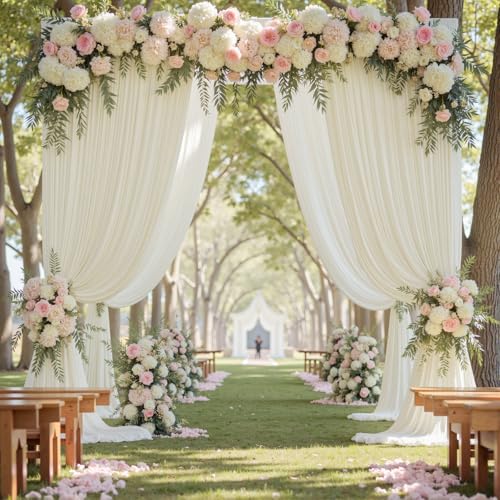 NSSONBEN 30ft x 10ft Wrinkle Free Ivory Backdrop Curtain for Parties, 6 Panels 5x10ft Silky Polyester Ivory Wedding Backdrop Drapes Photo Back Drop Cloth for Birthday Baby Shower Photography Background - Image 2