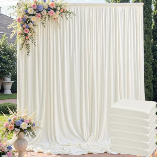 NSSONBEN 30ft x 10ft Wrinkle Free Ivory Backdrop Curtain for Parties, 6 Panels 5x10ft Silky Polyester Ivory Wedding Backdrop Drapes Photo Back Drop Cloth for Birthday Baby Shower Photography Background - Image 1