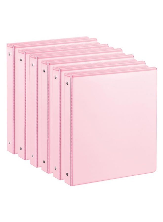 SUIN 1-inch 3 Ring Binder with 2 Interior Pockets, 1'' Basic Binders Holds US Letter Size 8.5'' x 11'' Paper - Versatile Binders for Office, Home, and School Use, 6 Pack (Pink) - Image 1