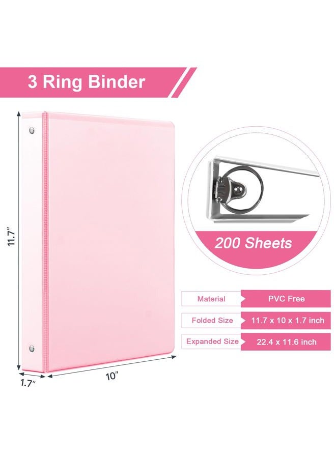 SUIN 1-inch 3 Ring Binder with 2 Interior Pockets, 1'' Basic Binders Holds US Letter Size 8.5'' x 11'' Paper - Versatile Binders for Office, Home, and School Use, 6 Pack (Pink) - Image 2