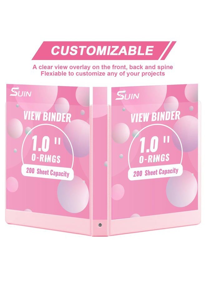SUIN 1-inch 3 Ring Binder with 2 Interior Pockets, 1'' Basic Binders Holds US Letter Size 8.5'' x 11'' Paper - Versatile Binders for Office, Home, and School Use, 6 Pack (Pink) - Image 4