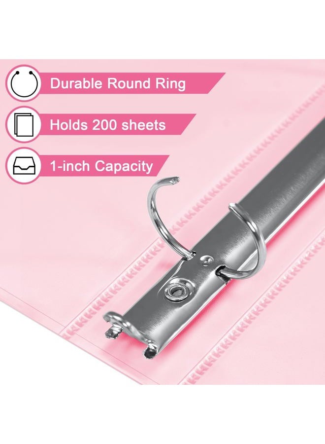 SUIN 1-inch 3 Ring Binder with 2 Interior Pockets, 1'' Basic Binders Holds US Letter Size 8.5'' x 11'' Paper - Versatile Binders for Office, Home, and School Use, 6 Pack (Pink) - Image 3