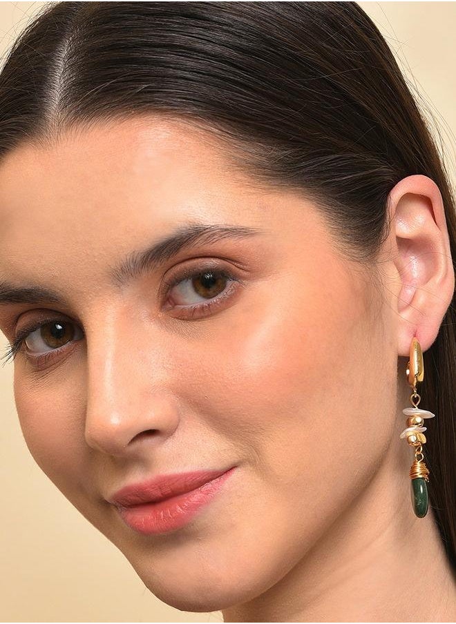 PRASHA - Gold Plated Pearl Beaded Drop Earring - Image 1