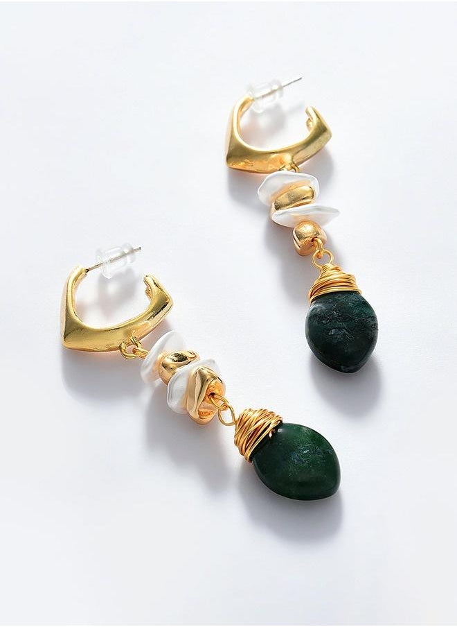 PRASHA - Gold Plated Pearl Beaded Drop Earring - Image 1