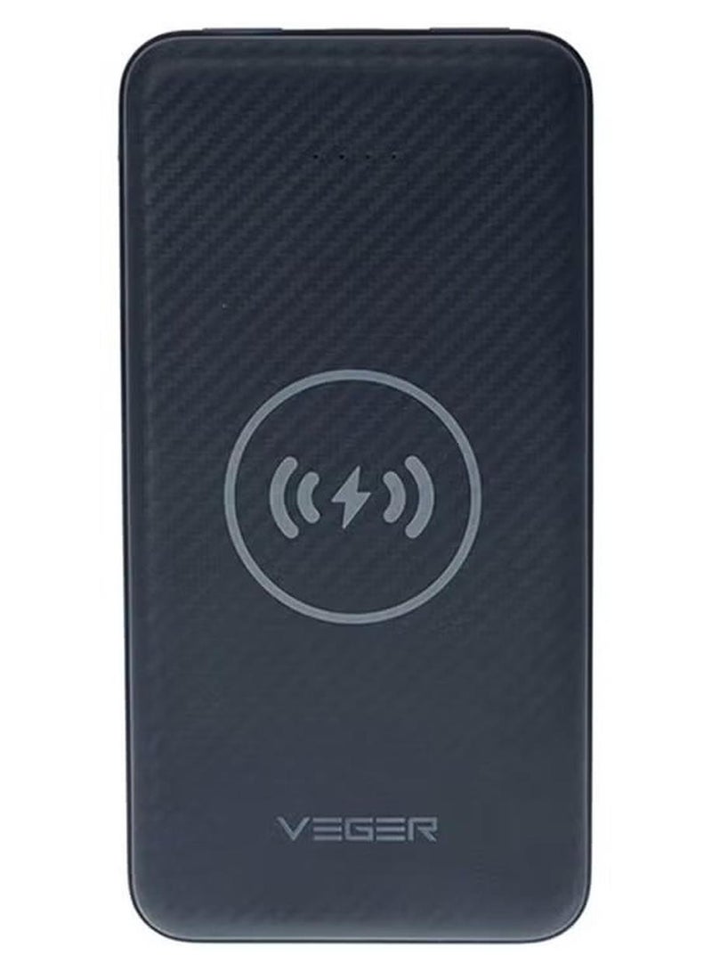 VEGER بنك طاقة لاسلكي بسعة 20000 مللي أمبير - شاحن محمول عالي السعة 1027 واط مع شحن سريع، USB-C ومخرج لاسلكي - بطارية خارجية رفيعة، سوداء للهواتف، والأجهزة اللوحية، والأجهزة أثناء التنقل - Image 1