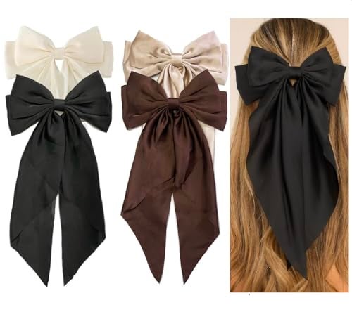 Tobeffect Hair Bows for Women Girls 8 PCS Hair Ribbon Bow Hair Clips with Long Tails Vintage Hair Accessories for Women - Image 1