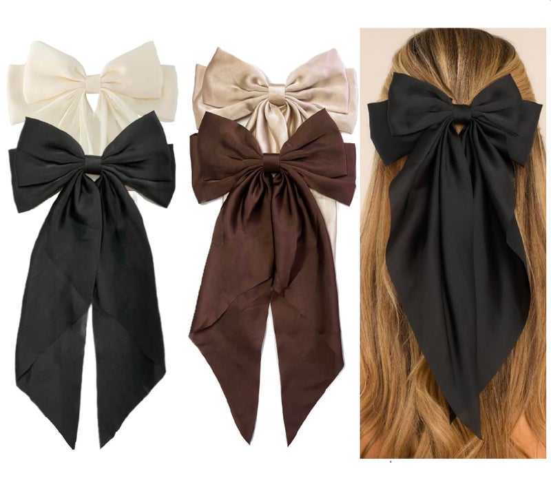 Tobeffect Hair Bows for Women Girls 8 PCS Hair Ribbon Bow Hair Clips with Long Tails Vintage Hair Accessories for Women - Image 2