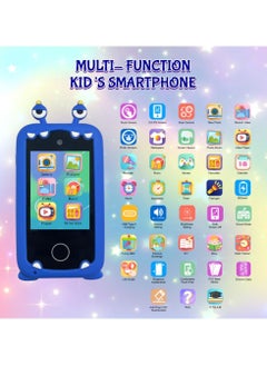 ERTYU Kids Smart Phone Toys for Boys Ages 3-7 with Dual Camera - Toddler Phone Toys with Learning Games, Travel Toys with MP3 Music Player for Birthday Gifts for 3 4 5 6 7 Year Old Kids (Blue1)  - Image 2