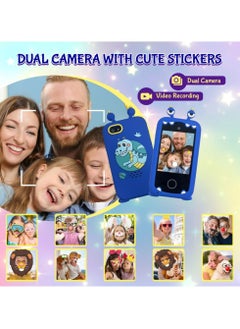 ERTYU Kids Smart Phone Toys for Boys Ages 3-7 with Dual Camera - Toddler Phone Toys with Learning Games, Travel Toys with MP3 Music Player for Birthday Gifts for 3 4 5 6 7 Year Old Kids (Blue1)  - Image 3