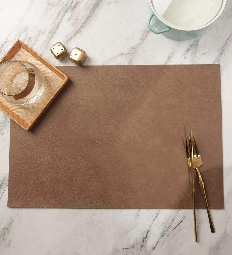 OBSESSIONS Set of 6 Premium Dark Brown PVC Table Placemats (30x45 cm) - Heat Resistant, Water Repellent, Wipeable, Stain Resistant, and Easy to Maintain - Perfect for Protecting Your Dining Table - Image 1