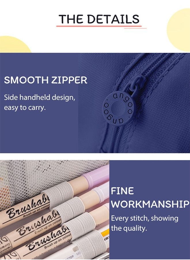 ANGOO Big Capacity Pencil Holders Canvas High Large Storage Pouch Marker Pen Case Simple Stationery Bag School College Office Organizer for Teens Girls Adults Student  - Image 5