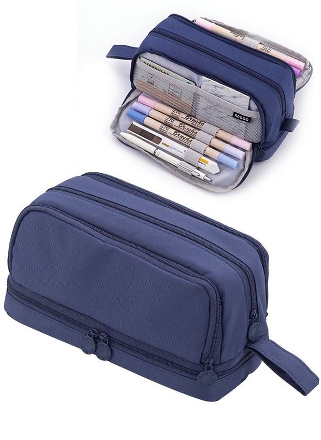 ANGOO Big Capacity Pencil Holders Canvas High Large Storage Pouch Marker Pen Case Simple Stationery Bag School College Office Organizer for Teens Girls Adults Student  - Image 1