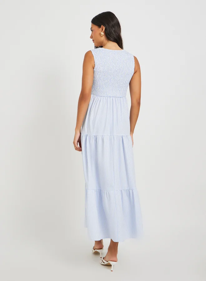 Take Two Striped Smocked Maxi Dress