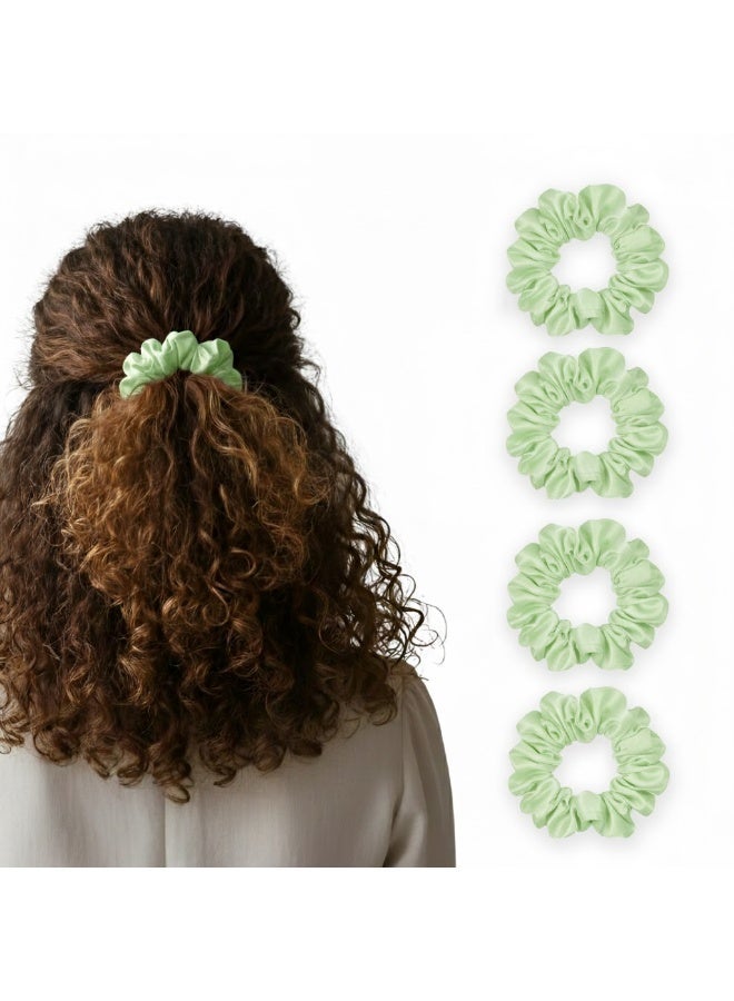 Softspot Satin Scrunchies for Women and Girls – No Dent Hair Ties, Soft & Gentle, Anti-Frizz, Suitable for Thick, Thin, Curly & Straight Hair, Pack of 4 (Green) - Image 1