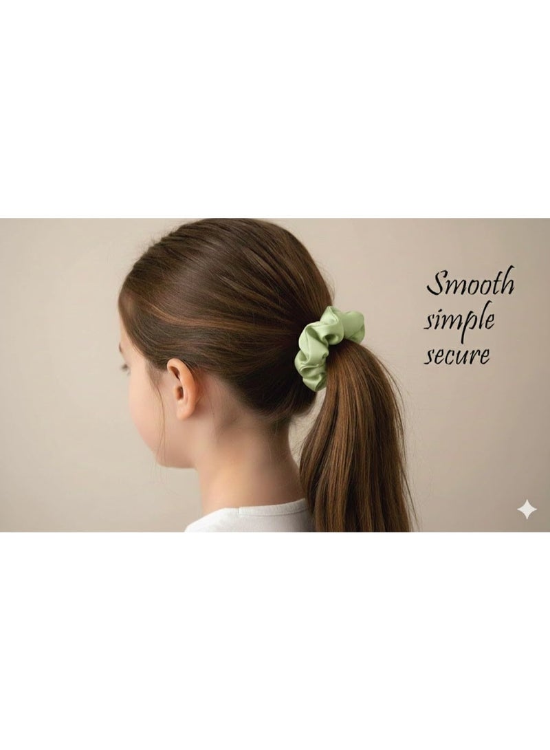 Softspot Satin Scrunchies for Women and Girls – No Dent Hair Ties, Soft & Gentle, Anti-Frizz, Suitable for Thick, Thin, Curly & Straight Hair, Pack of 4 (Green) - Image 4