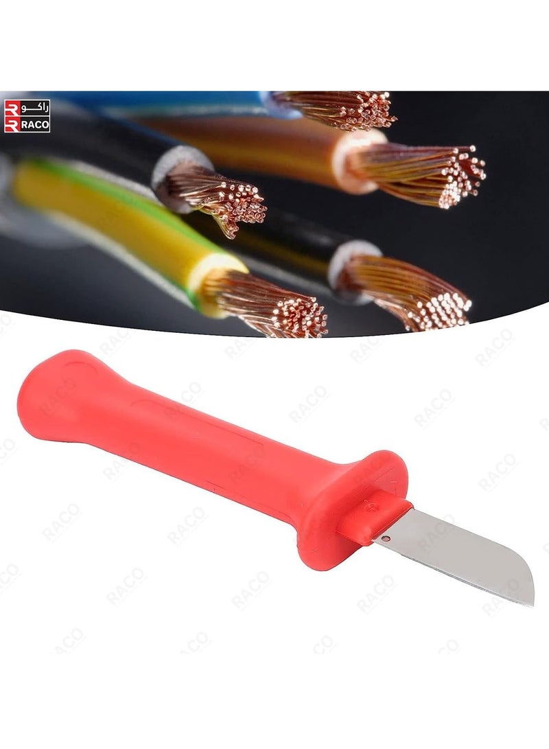 RACO RACO Stripping Knife, Electrician Cable Knife with High-Accuracy Grinding Comfortable Insulated Handle, High Carbon Steel Blade with Plastic Scabbard for Wire and Cable Stripping  - Image 2