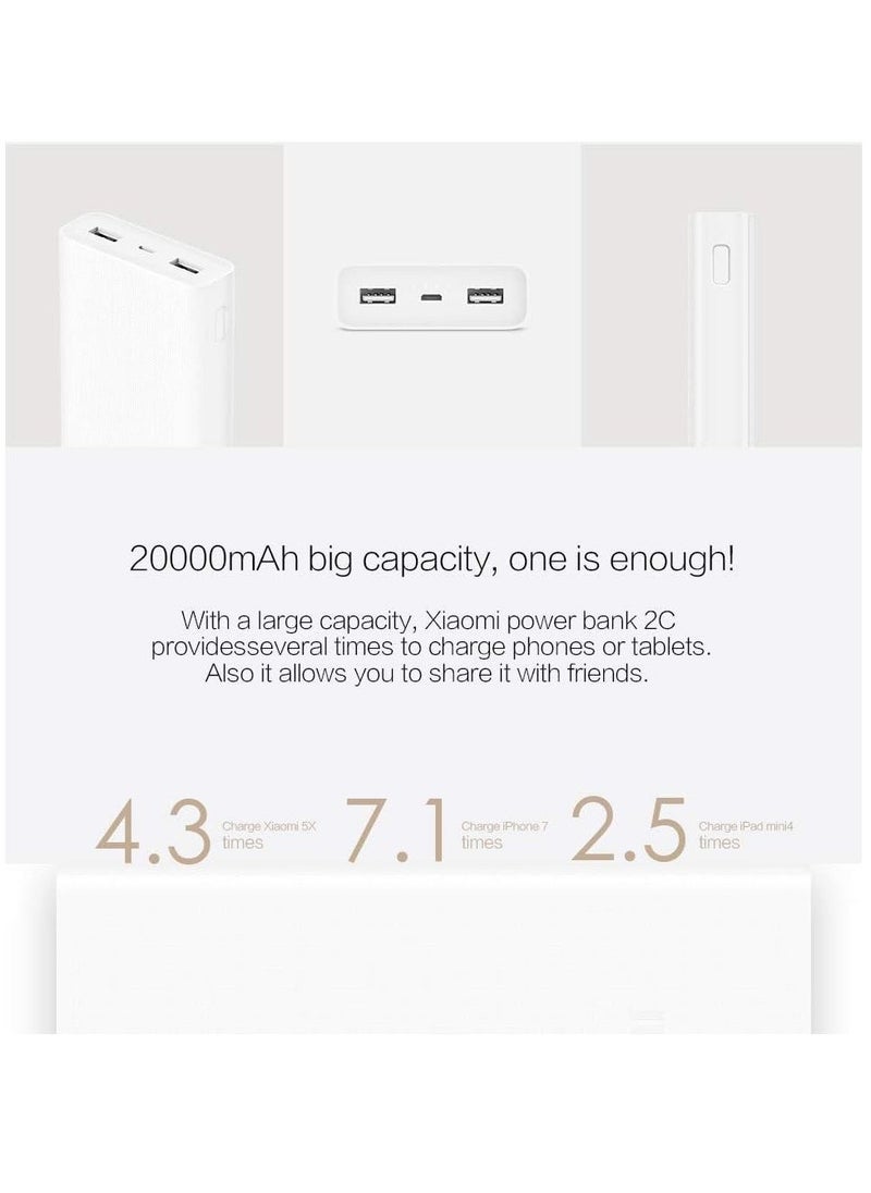 JAJEEK 20000mAh 2C Power Bank – High Capacity Portable Charger, Fast Charging, Dual USB Output, White – Ideal for Phones, Tablets, and Laptops - Image 3