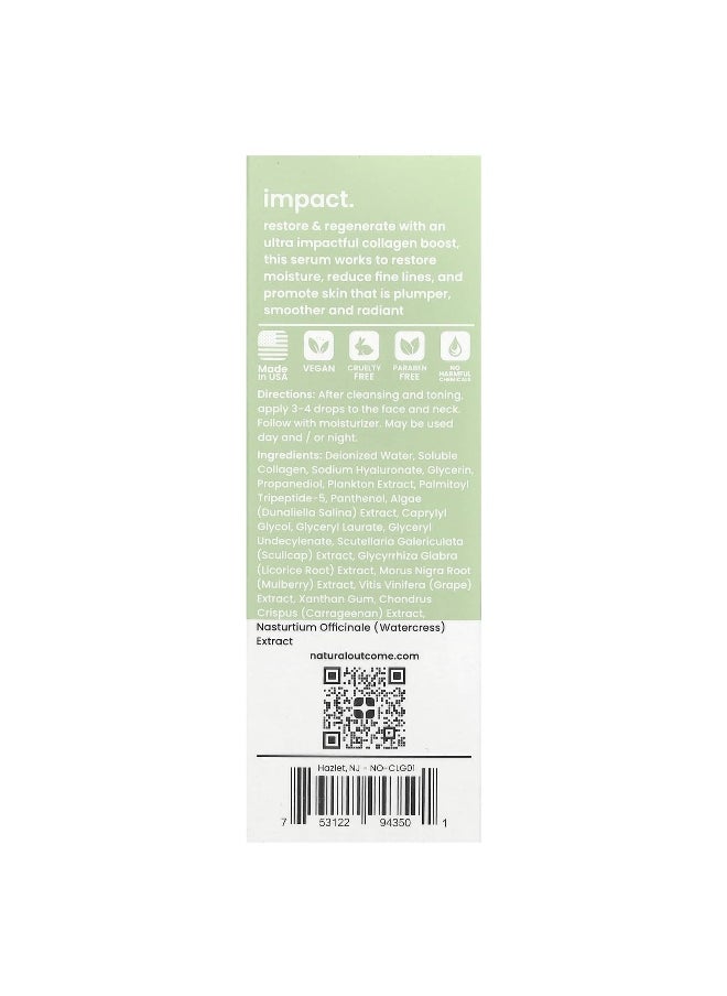natural outcome Natural Outcome, Collagen, Ultra Impact Serum, Fragrance Free, 1 oz (30 ml)  - Image 3