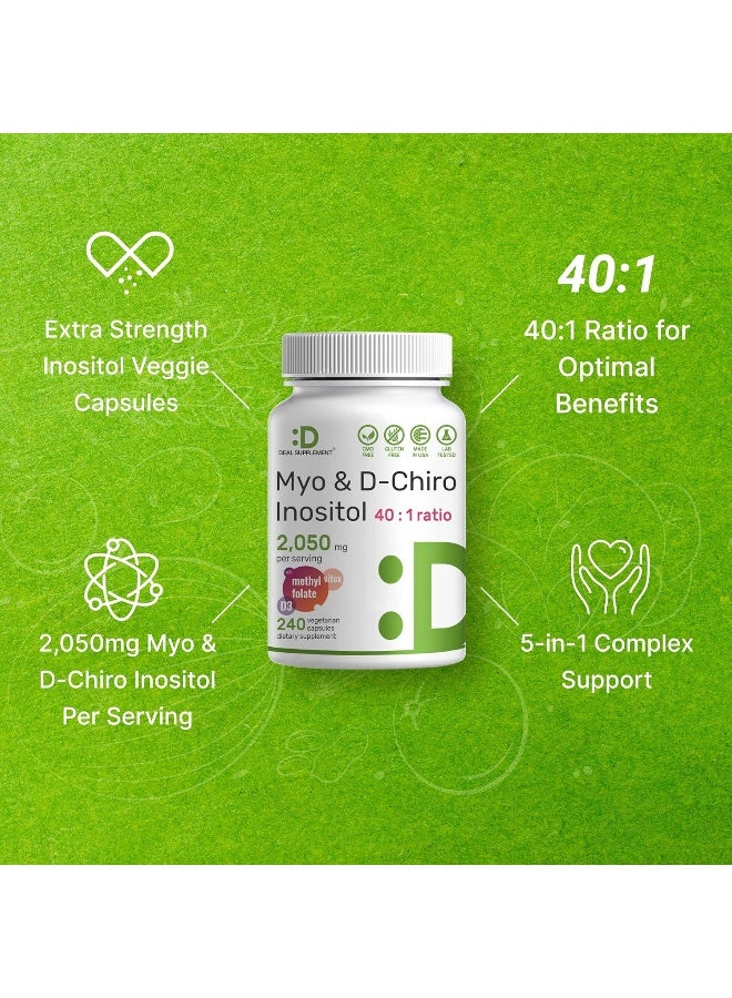 DEAL SUPPLEMENT Myo-Inositol & D-Chiro Inositol Supplement (40:1) 2,050Mg Per Serving, 240 Veggie Capsules – With Folate, Vitamin D3, & Vitex Complex – Women Health Supplements – Non-Gmo - Image 4