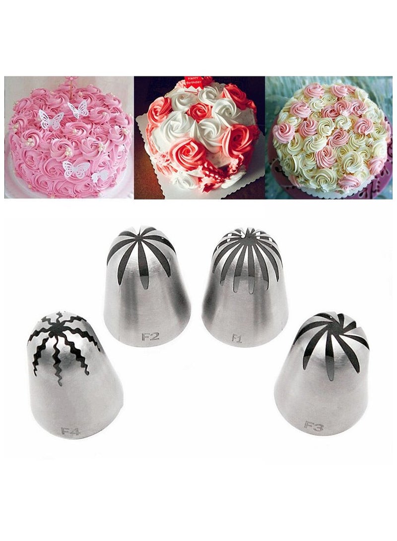 4pcs Russian Extra Large Stainless Steel Framed Nozzle Cookie Cake Cream Framed Flower DIY Baking Tool - Image 1