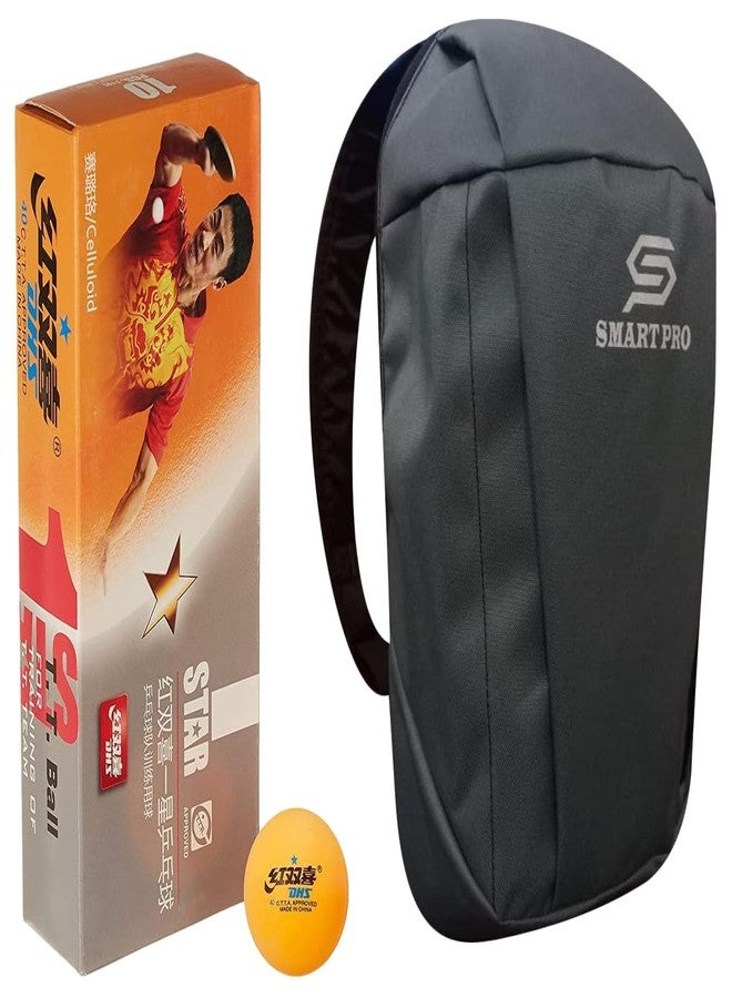 DHS TT Ball 40MM 1 Star Orange (10 Pcs Box) 110 PCS with Smart PRO TT Special Cover Speed Dark Grey - Image 2