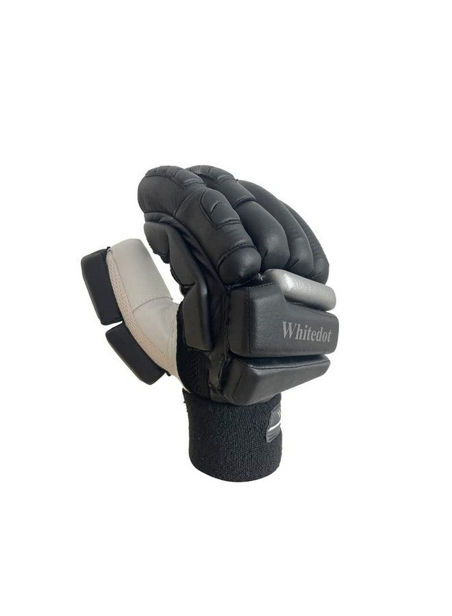WHITEDOT SPORTS WHITEDOT SPORTS Citadel Levlon White Players Cricket Batting Gloves, Suitable for Mens Right Hand, Leather Batting Gloves Black,Large - Image 2