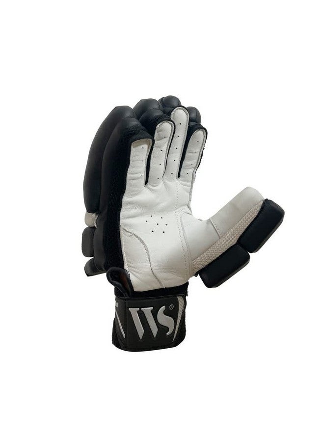 WHITEDOT SPORTS WHITEDOT SPORTS Citadel Levlon White Players Cricket Batting Gloves, Suitable for Mens Right Hand, Leather Batting Gloves Black,Large - Image 3