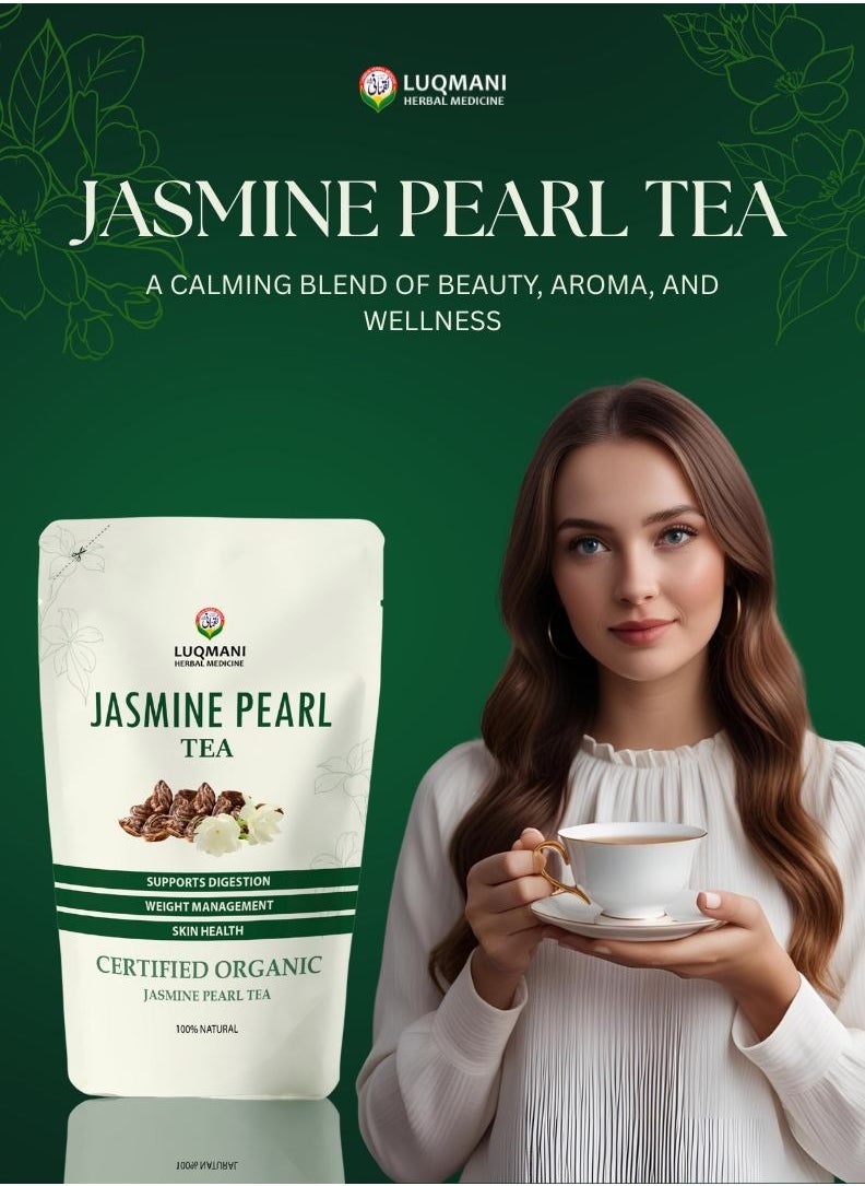 Luqmani 100% Pure Jasmine Pearls Green Tea for Weight Loss - Green Tea with Jasmine Buds - Loose Leaf Tea - 35 Gm