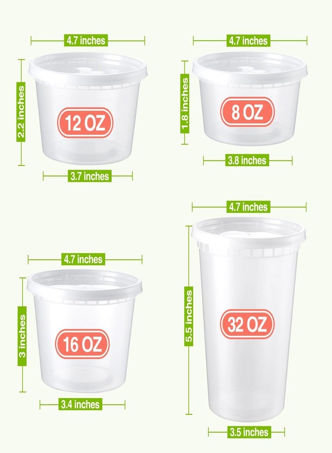 NEEBAKE 60 Set Deli Containers with Lids - 8oz 12oz 16oz 32oz Combo Plastic Food Storage Containers with Lids, Assorted Size To-Go Containers, Meal Prep Variety pack - Image 2