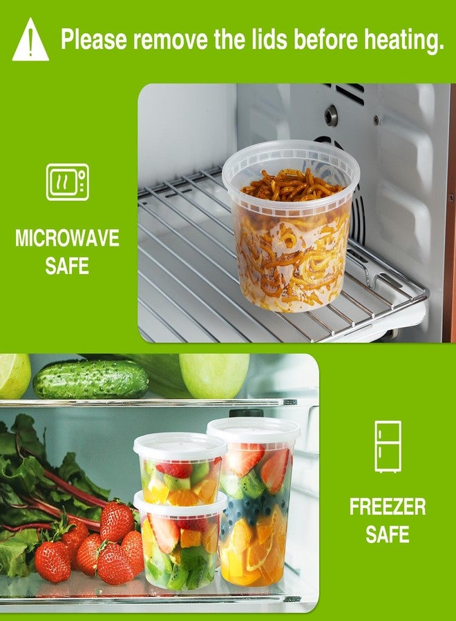 NEEBAKE 60 Set Deli Containers with Lids - 8oz 12oz 16oz 32oz Combo Plastic Food Storage Containers with Lids, Assorted Size To-Go Containers, Meal Prep Variety pack - Image 5
