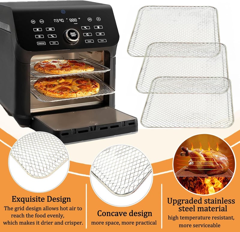 ALJ 3PCS Air Fryer Oven Mesh Rack for COSORI 10QT Air Fryer Toaster Oven, Premium Dehydrator Rack Shelf Grid Grill Pan Crisper Cooking Plate Tray Insert Grate for COSORI Air Fryer, Dishwasher Safe - Image 4