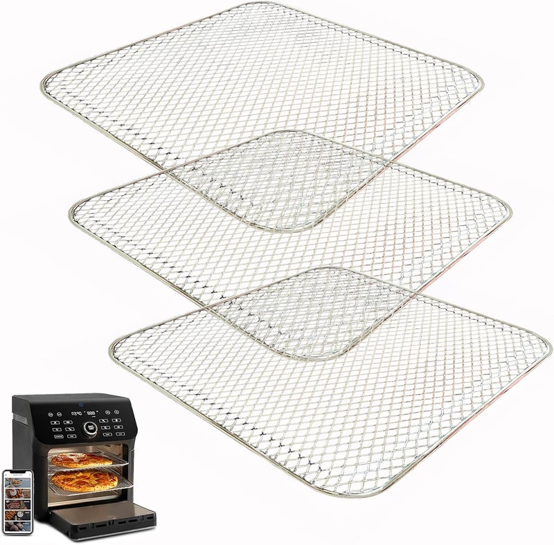 ALJ 3PCS Air Fryer Oven Mesh Rack for COSORI 10QT Air Fryer Toaster Oven, Premium Dehydrator Rack Shelf Grid Grill Pan Crisper Cooking Plate Tray Insert Grate for COSORI Air Fryer, Dishwasher Safe - Image 1