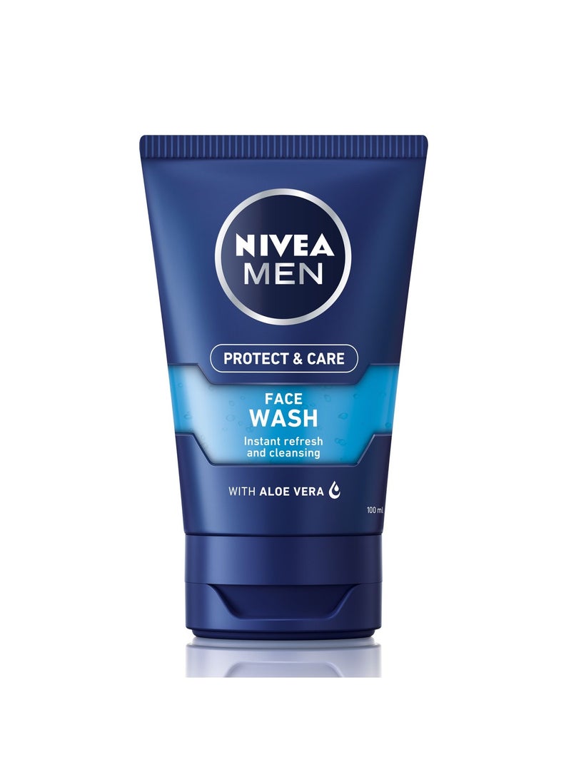 Nivea - NIVEA MEN Face Wash Cleanser, Protect & Care Active Charcoal, 2x100ml - Image 1