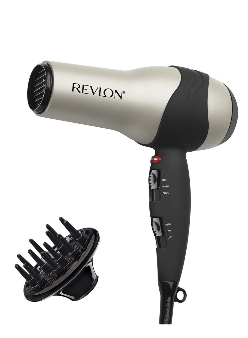Revlon REVLON Turbo Hair Dryer with Advanced Ionic Technology, Ceramic Coating | Turbo Heat and Cold Shot Features, 1875 Watts for Fast Drying and Shine (Silver) - Image 1