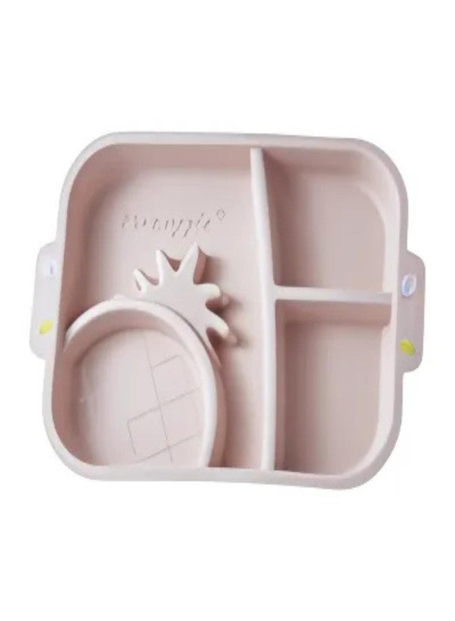 KRESHU Pineapple Design Baby Food Feeding Dish | Customize Eco-Friendly Kids Dinner Food Baby Plates with Spoon and Fork | 4 Divided Baby Food Meal Dish | BPA-Free Feeding Plate (Multi, 1-Pcs) - Image 2