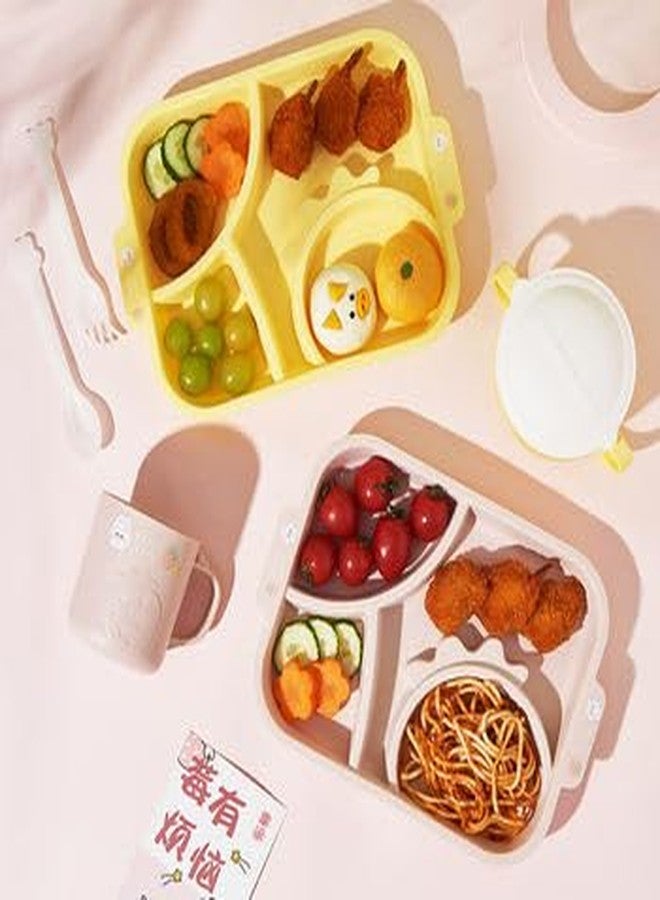 KRESHU Pineapple Design Baby Food Feeding Dish | Customize Eco-Friendly Kids Dinner Food Baby Plates with Spoon and Fork | 4 Divided Baby Food Meal Dish | BPA-Free Feeding Plate (Multi, 1-Pcs) - Image 5