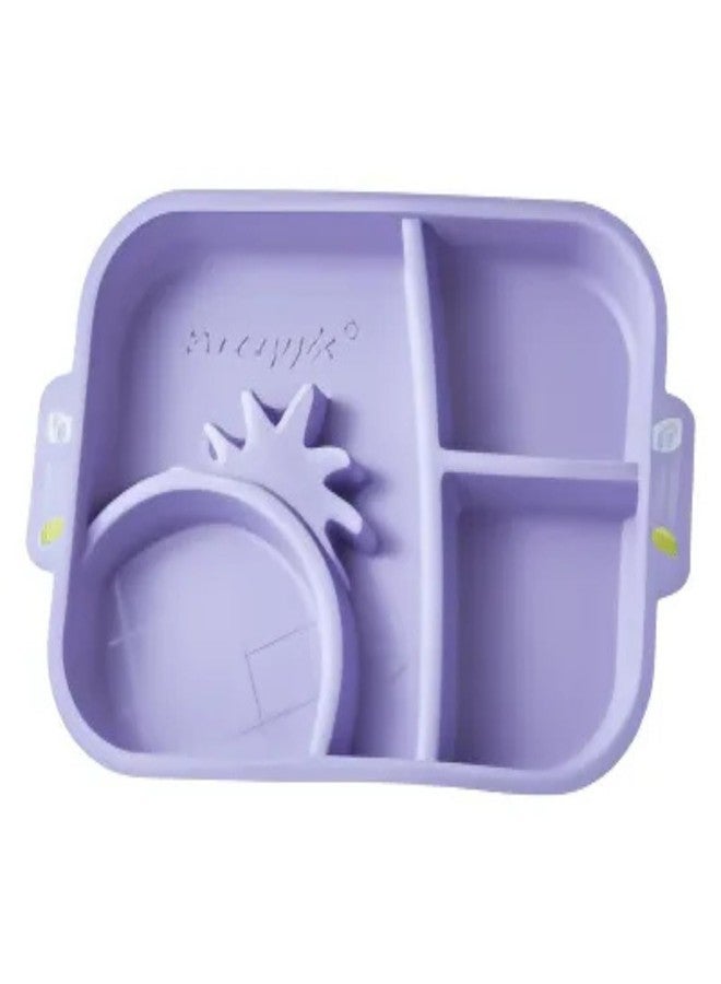 KRESHU Pineapple Design Baby Food Feeding Dish | Customize Eco-Friendly Kids Dinner Food Baby Plates with Spoon and Fork | 4 Divided Baby Food Meal Dish | BPA-Free Feeding Plate (Multi, 1-Pcs) - Image 1