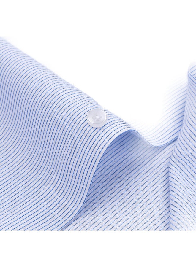 FIRS Men'S Dp Wrinkle-Free Long Sleeve Cotton Striped Shirt, Spring And Autumn Business Formal Wear, Pure Cotton, Light Blue Stripes, Size 44 - Image 3