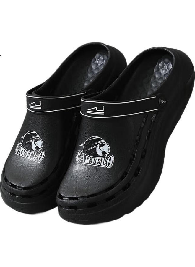CARTELO Men'S Summer Hollow Shoes Casual Dual-Use Slippers Beach Sandals Cool Drag 1568 Black 40-41 - Image 2