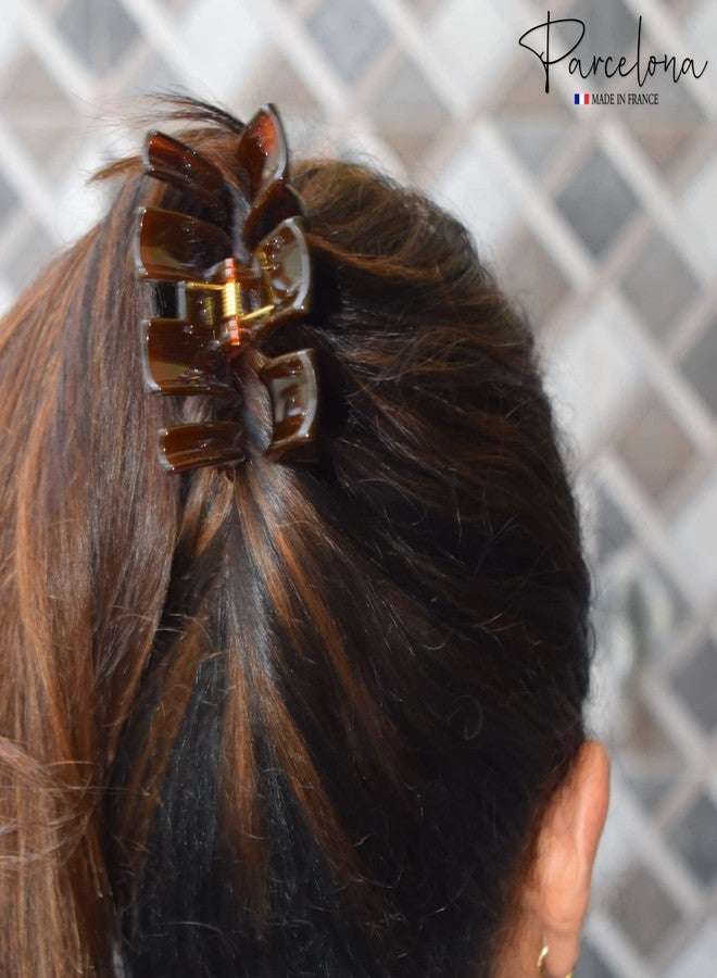 Parcelona 3.5 inch Wide Thick Hair Tortoise Shell Brown Claw for Women - Image 4