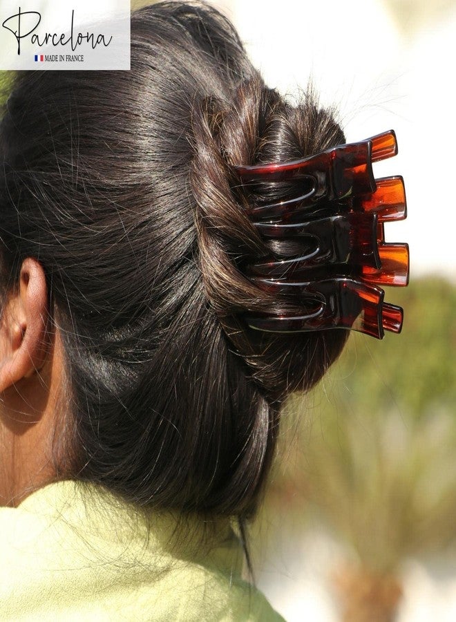 Parcelona 3.5 inch Wide Thick Hair Tortoise Shell Brown Claw for Women - Image 5
