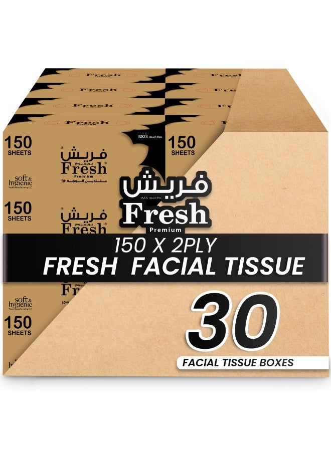 إس إن إتش باكينج علبة مناديل وجه منعشة، تحتوي على 30 علبة، كل علبة تحتوي على 150 منديل × طبقتين، بإجمالي 4500 منديل. - Image 1
