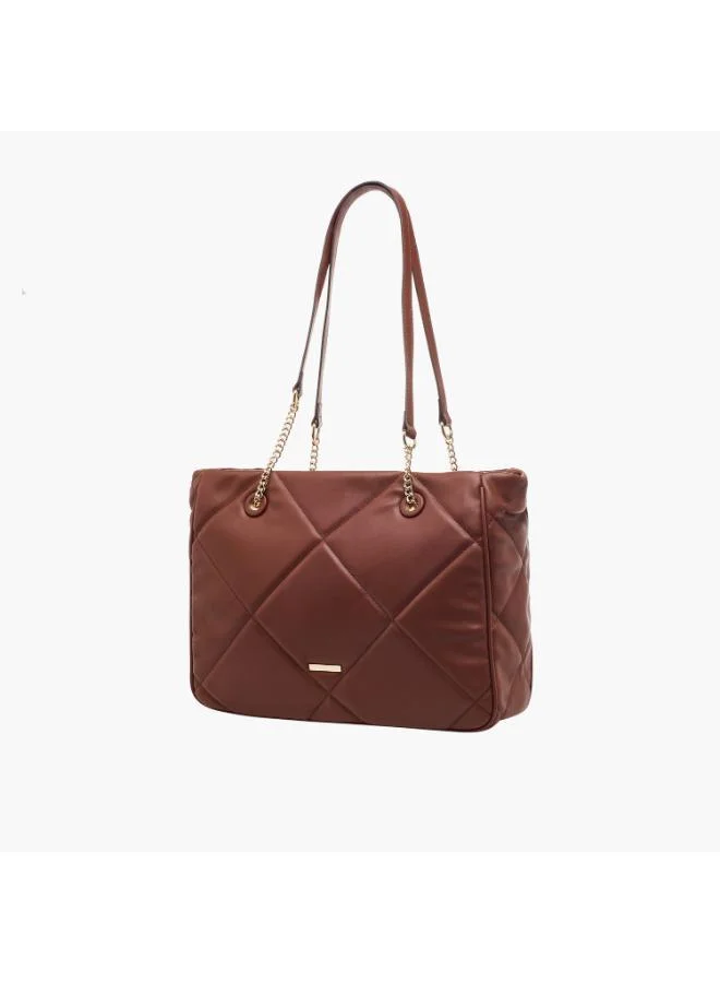 Sasha Sasha Quilted Tote Bag with Zip Closure