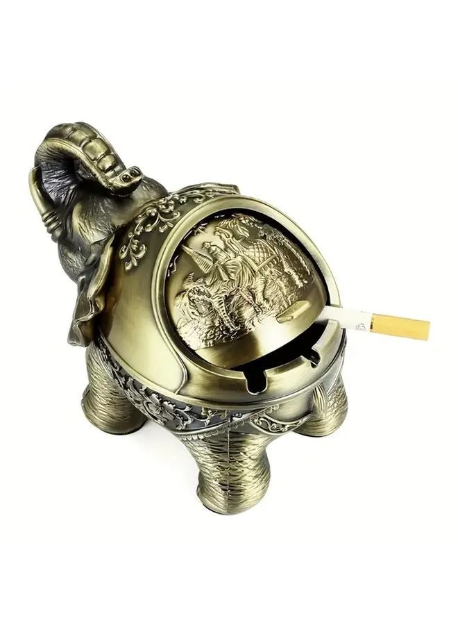 مطفأة سجائر من البرونز على شكل فيل، بنمط زهري عتيق، هدية لتزيين المنزل أو المكتب - Image 2