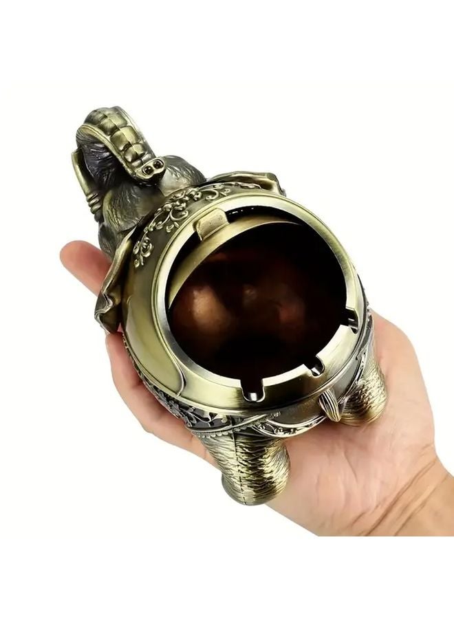 مطفأة سجائر من البرونز على شكل فيل، بنمط زهري عتيق، هدية لتزيين المنزل أو المكتب - Image 3