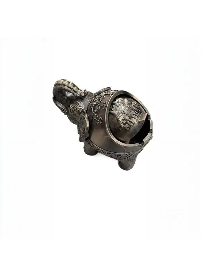 مطفأة سجائر من البرونز على شكل فيل، بنمط زهري عتيق، هدية لتزيين المنزل أو المكتب - Image 1