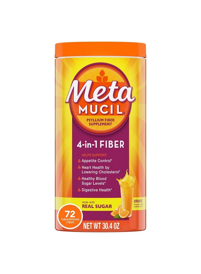 Metamucil Fiber 4 In 1 Psyllium Fiber Supplement Powder With Real Sugar Orange Smooth Flavored Drink 72 Servings (Packaging May Vary) Coarse Texture 1.9 Pound (Pack Of 1) - Image 1